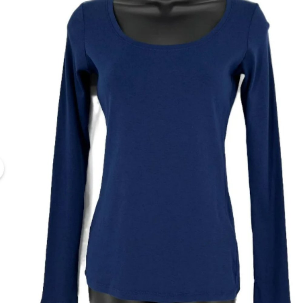 Cuyana Long Sleeve Open Neck Tee